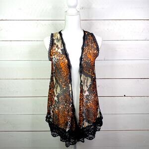 BUCKLE DAYTRIP Animal Print Sheer Lace Tank Cardigan Size Small‎